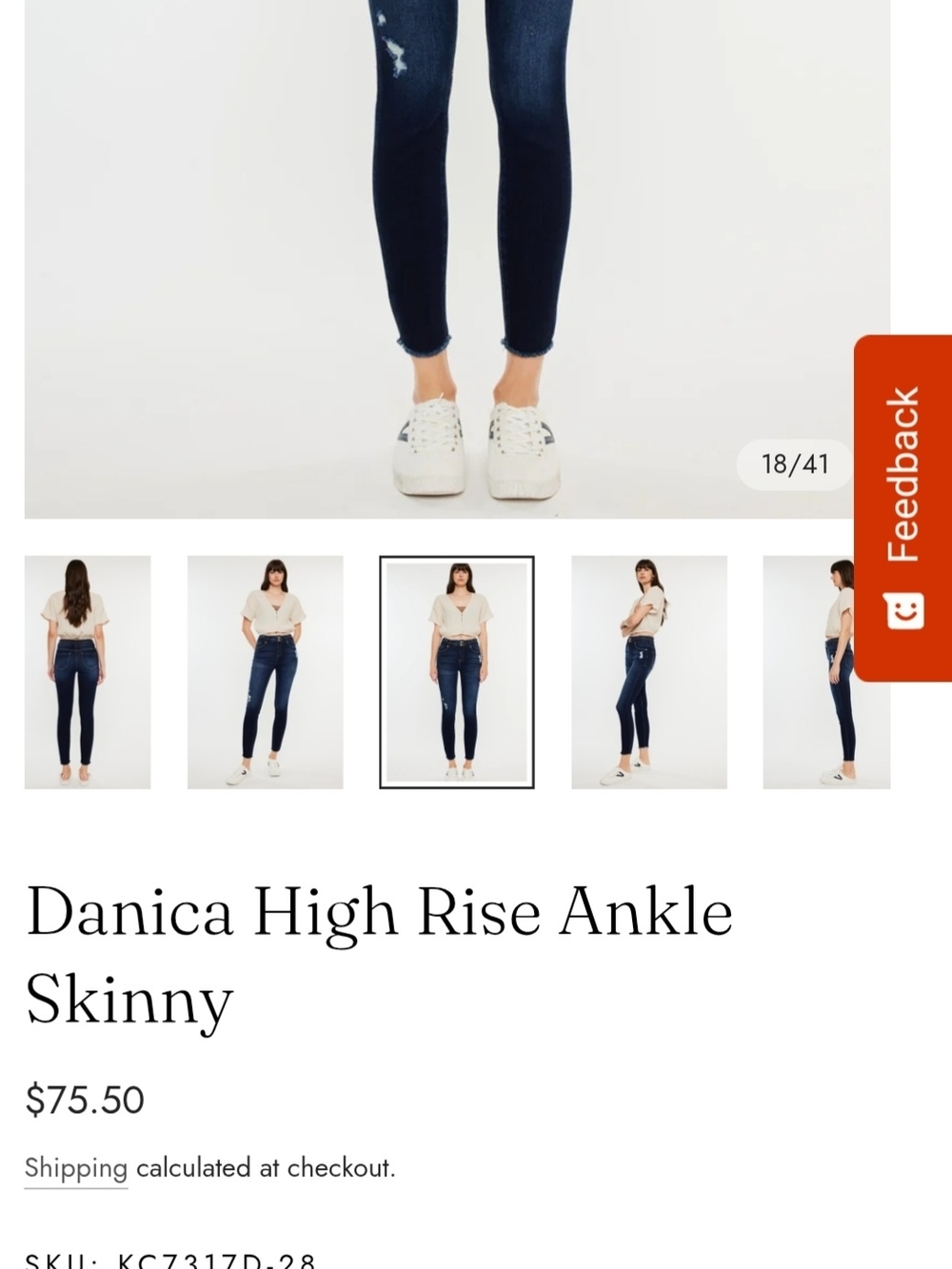 Danica High Rise Ankle Skinny Jeans - Dark Blue